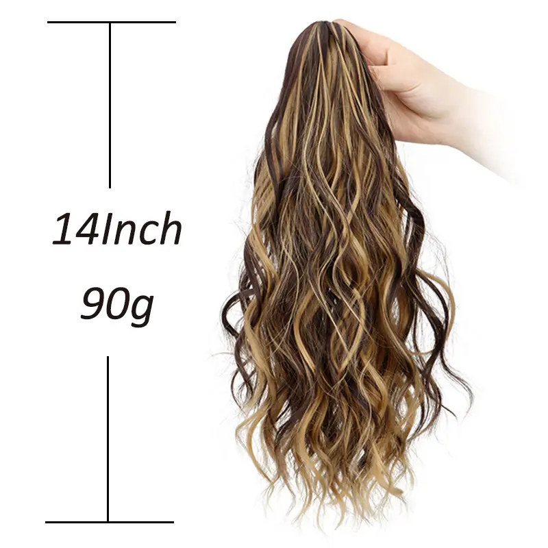 Synthetic Short Water Wave Curly Claw Clip-in Ponytail Hair Extension Black Blonde Hairpiece for Women Fashion Hair Accessories