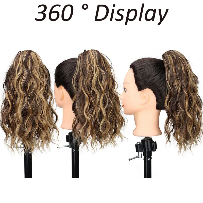 Synthetic Short Water Wave Curly Claw Clip-in Ponytail Hair Extension Black Blonde Hairpiece for Women Fashion Hair Accessories