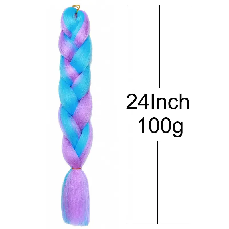 24Inch Synthetic Ombre Brown Braiding Hair Jumbo Box Braid Rainbow Color Hair Crochet Hiar for Women