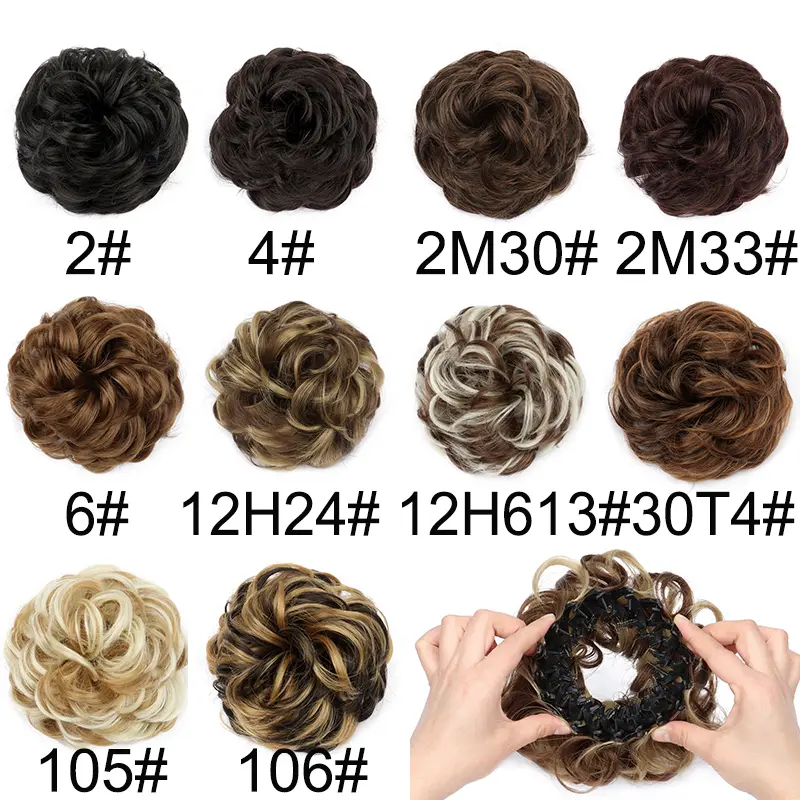 Synthetic Messy Bun Hairpiece Claw Clip-in Hair Extension Stretchable Short Curly Hair Accessories for Women