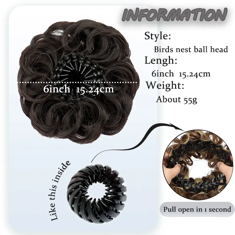 Synthetic Messy Bun Hairpiece Claw Clip-in Hair Extension Stretchable Short Curly Hair Accessories for Women