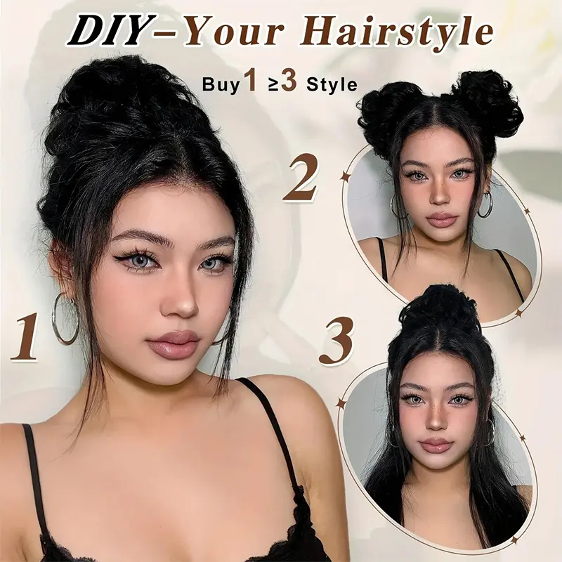 Synthetic Messy Bun Hairpiece Claw Clip-in Hair Extension Stretchable Short Curly Hair Accessories for Women