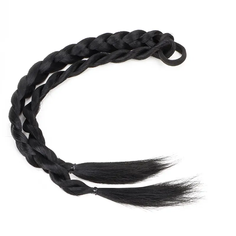2pcs Synthetic Long Straight Ponytail Hairpiece Elastic Rubber Band Braid Hair Extension for Women Hair Accessories