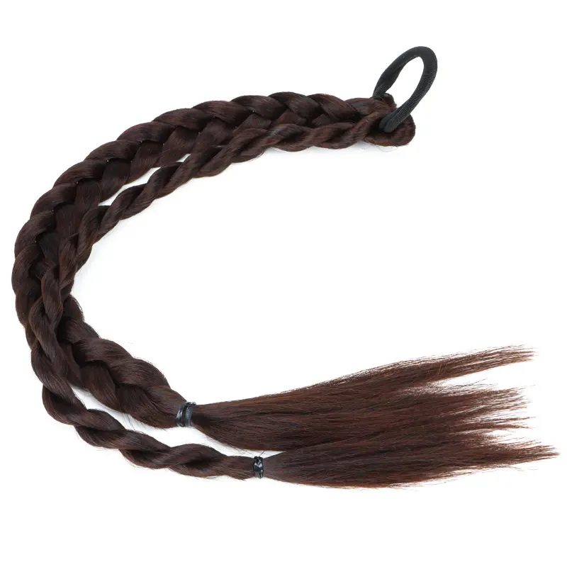 2pcs Synthetic Long Straight Ponytail Hairpiece Elastic Rubber Band Braid Hair Extension for Women Hair Accessories