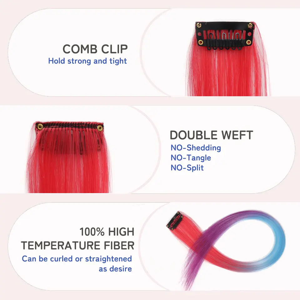 20 Inch Synthetic Multicolor Hair Extensions, For Cosplay Party Y2K Style Hair Accessories Halloween Christmas