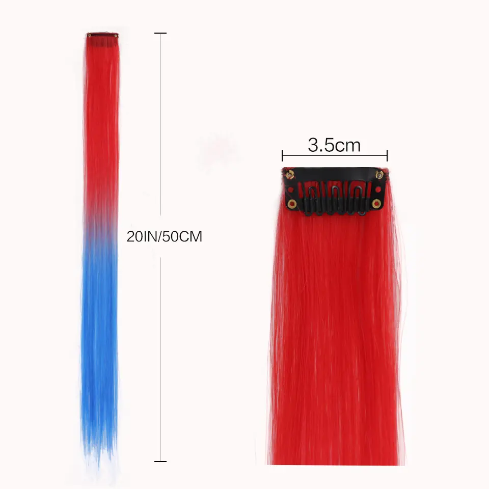 20 Inch Synthetic Multicolor Hair Extensions, For Cosplay Party Y2K Style Hair Accessories Halloween Christmas