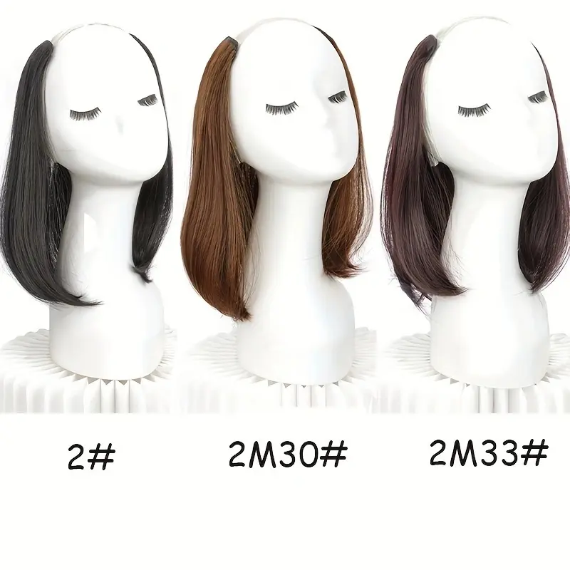 Synthetic Short Straight Internal Buckle V-shaped Half Head Hair Extension Invisible Hairpiece for Women Hair Accessories