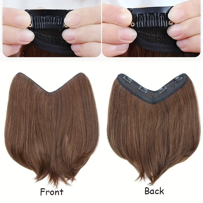 Synthetic Short Straight Internal Buckle V-shaped Half Head Hair Extension Invisible Hairpiece for Women Hair Accessories