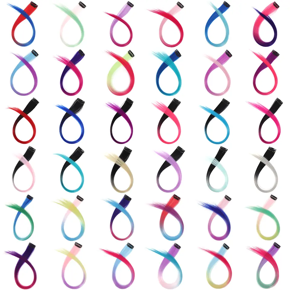 20 Inch Synthetic Multicolor Hair Extensions, For Cosplay Party Y2K Style Hair Accessories Halloween Christmas