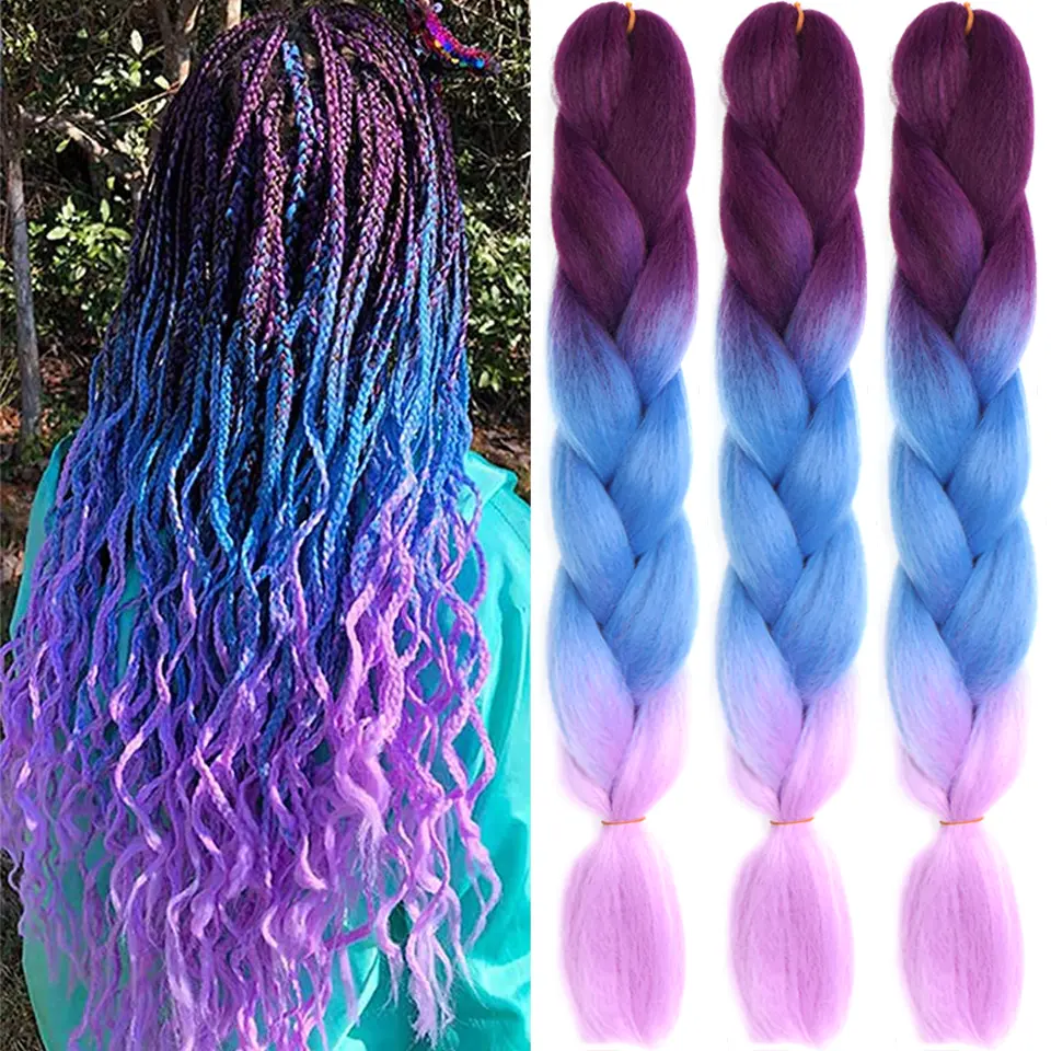 24 Inch Synthetic Braiding Hair Colorful Crochet Braids Hair Extension Jumbo Box Braid Hair For Women DIY Hairstyle