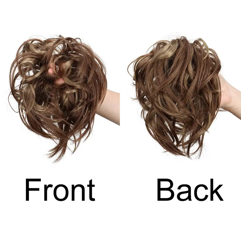 Synthetic Short Curly Updo Messy Elastic Rubber Band Hair Bun Chignon Srunchine Hair Extension Black Blonde Hairpiece for Women