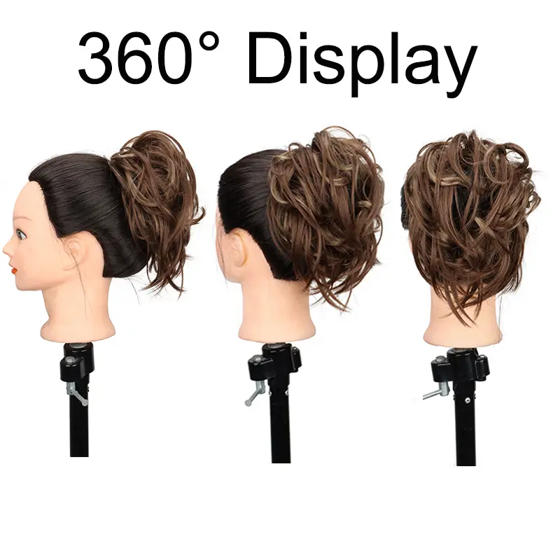 Synthetic Short Curly Updo Messy Elastic Rubber Band Hair Bun Chignon Srunchine Hair Extension Black Blonde Hairpiece for Women