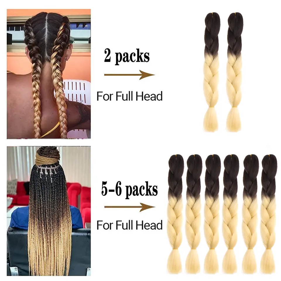 24 Inch Synthetic Braiding Hair Colorful Crochet Braids Hair Extension Jumbo Box Braid Hair For Women DIY Hairstyle
