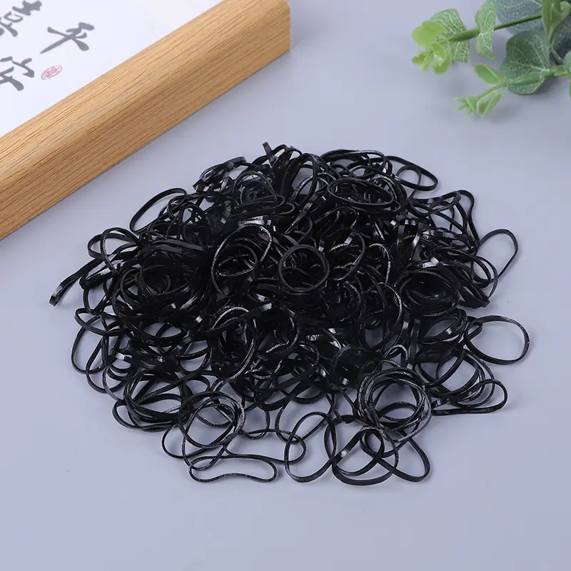 450pcs Black Small Disposable Hair Bands Girls Elastic Rubber Band Ponytail Holder Hair Accessories