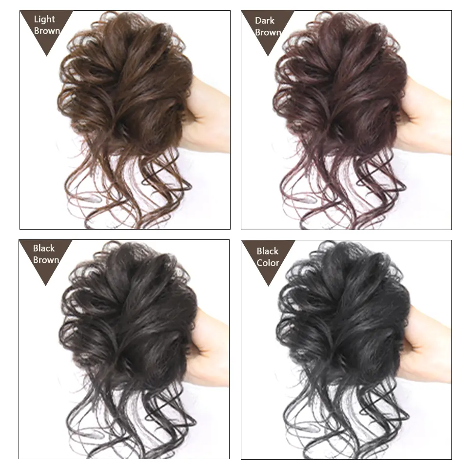 LUPU Synthetic Hair Bun Bands Blonde Black Messy Curly Chignon Donut Updo Scrunchies Fake Hair Pieces For Women Hair Extensions