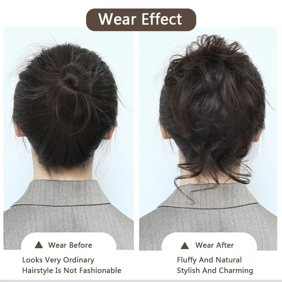 LUPU Synthetic Hair Bun Bands Blonde Black Messy Curly Chignon Donut Updo Scrunchies Fake Hair Pieces For Women Hair Extensions