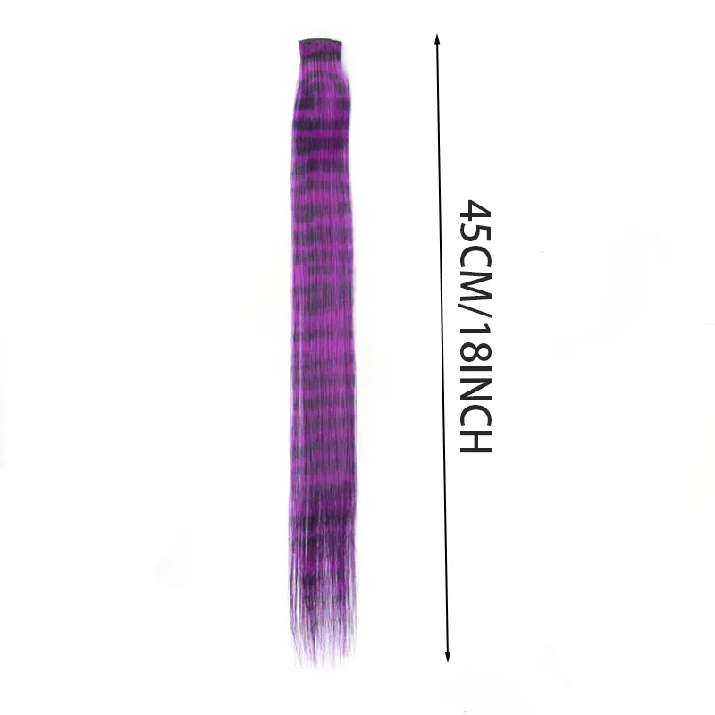 Synthetic Hair Extension 18 Inch Colorful Clip-In Hair Extensions Leopard Print Hairpiece For Women Girls Party Daily Use