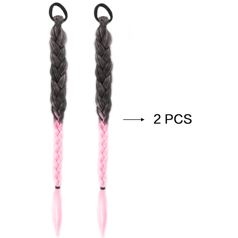 2 Pcs 18-Inch Synthetic Braided Hair Extensions For Christmas Halloween And Other Holiday Costumes