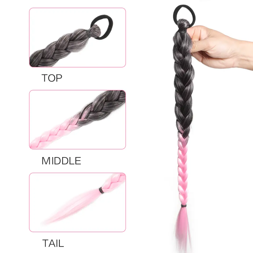 2 Pcs 18-Inch Synthetic Braided Hair Extensions For Christmas Halloween And Other Holiday Costumes