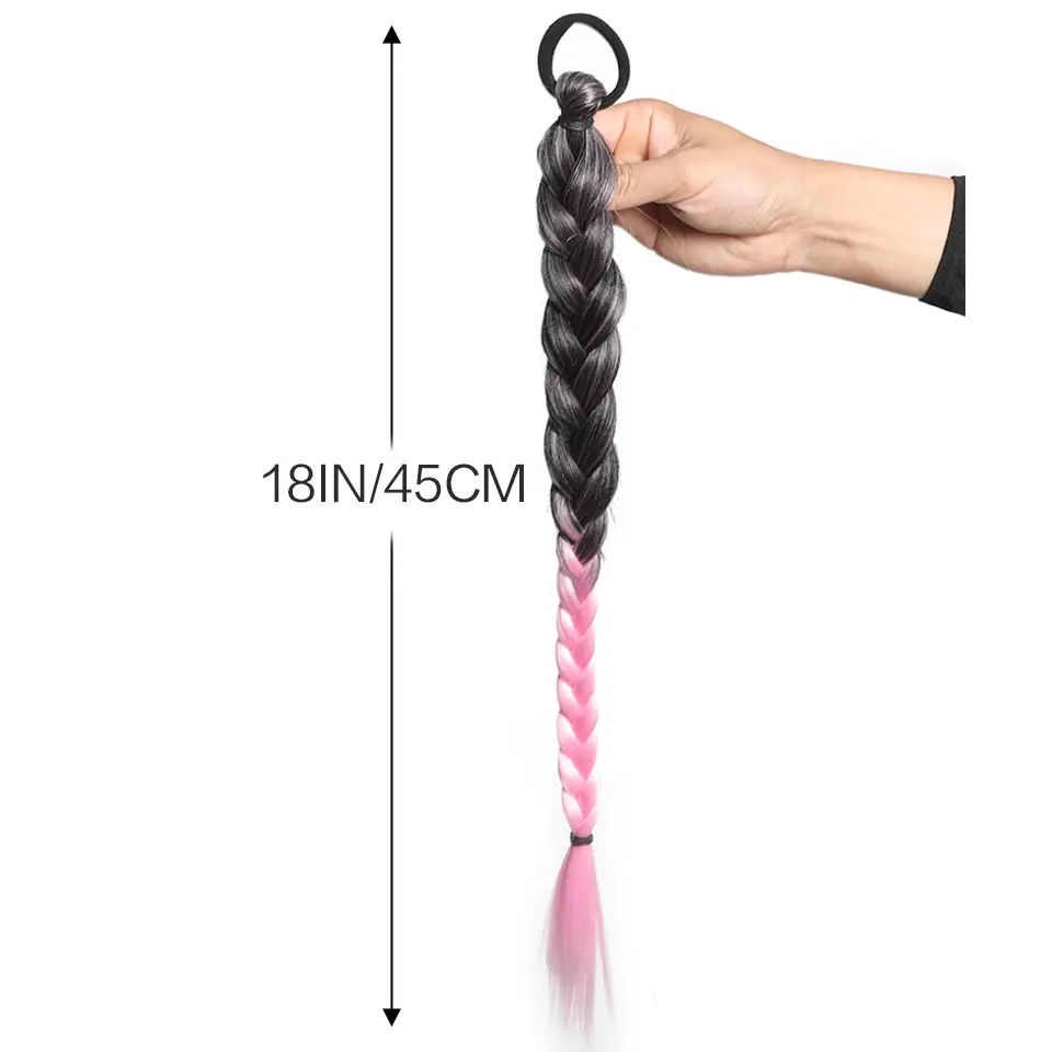 2 Pcs 18-Inch Synthetic Braided Hair Extensions For Christmas Halloween And Other Holiday Costumes