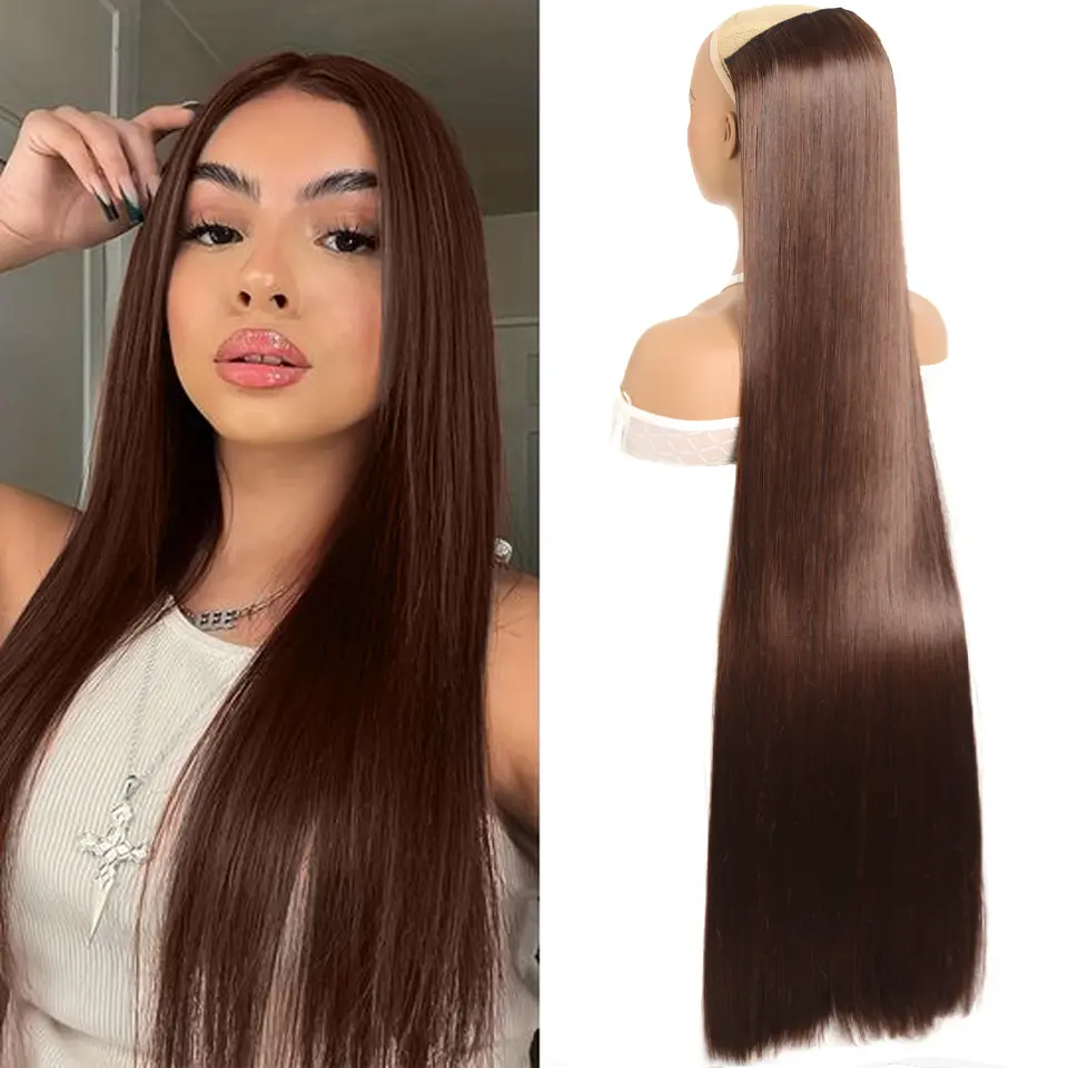 Synthetic 5 Clip In Hair Extensions Long Straight Hairstyle Hairpiece For Women