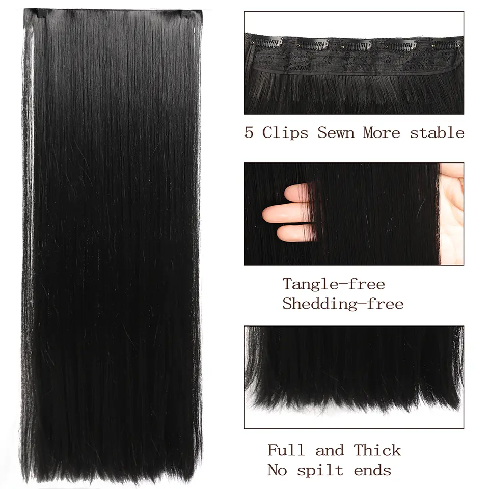 Synthetic 5 Clip In Hair Extensions Long Straight Hairstyle Hairpiece For Women