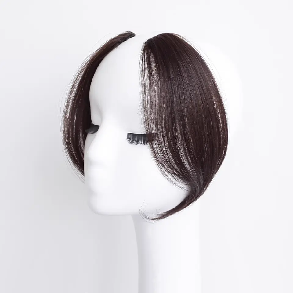 Elegant 2pcs Clip-In Hair Bangs Set for Women - Straight Synthetic Fringe with Middle Part, Versatile for All Hair Types
