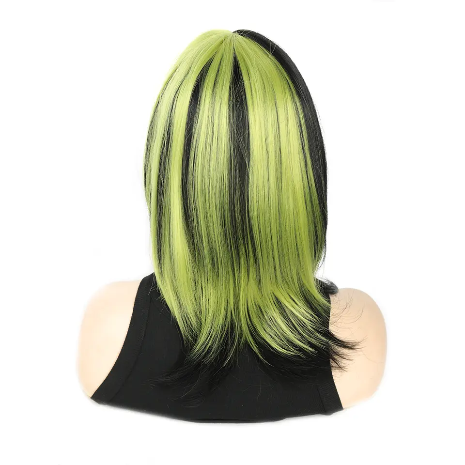 18 Inch Synthetic Heat-Resistant Two-Tone Wig With Bangs For Women Christmas Decor Y2K Daily Cosplay Party Use