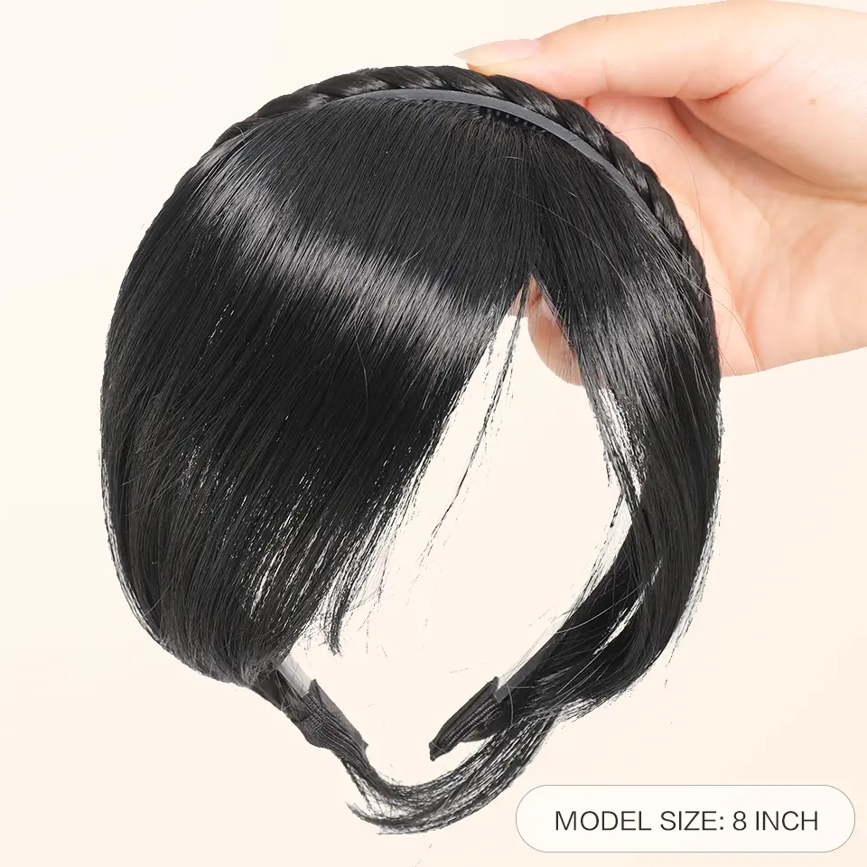 LUPU Elegant Synthetic Braided Headband with Bangs Trendy Hair Extension Accessory, For Women Daily Party Gift
