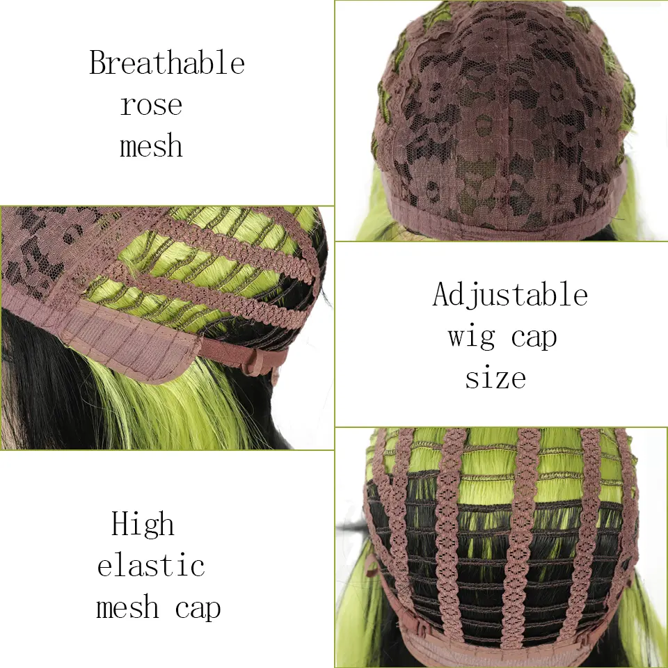 18 Inch Synthetic Heat-Resistant Two-Tone Wig With Bangs For Women Christmas Decor Y2K Daily Cosplay Party Use