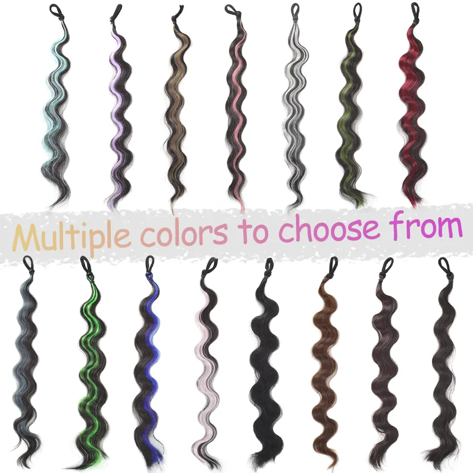 LUPU Colorful Highlight Curly Ponytail Synthetic Wig Rubber Band Style Curly Ponytail Wig Suitable for Women's Festival Wear