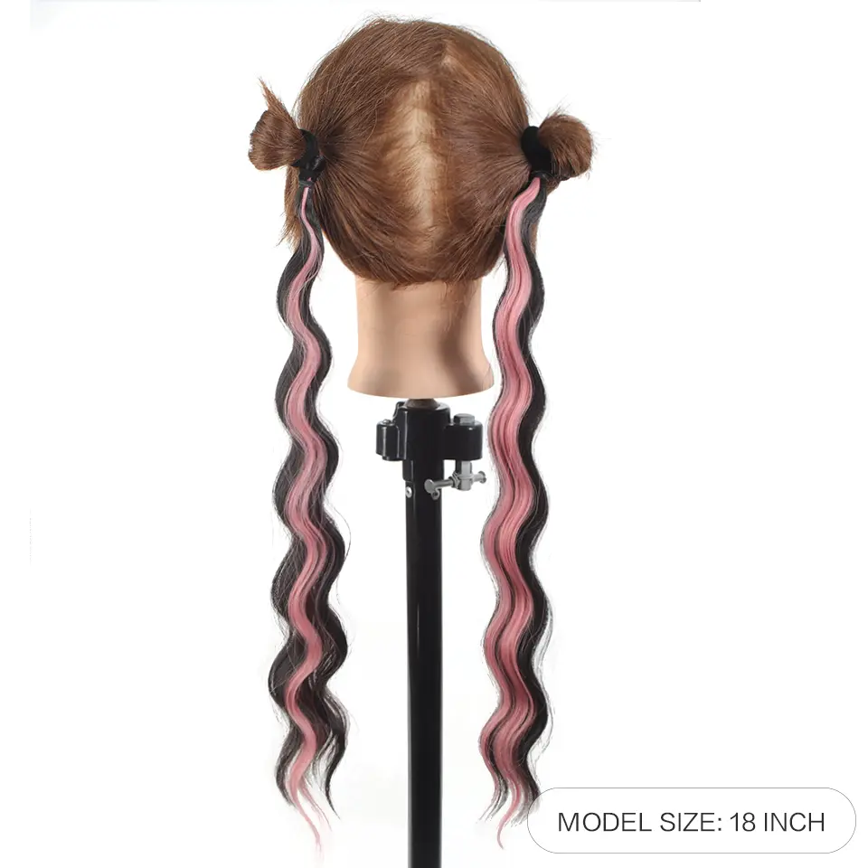 LUPU Colorful Highlight Curly Ponytail Synthetic Wig Rubber Band Style Curly Ponytail Wig Suitable for Women's Festival Wear