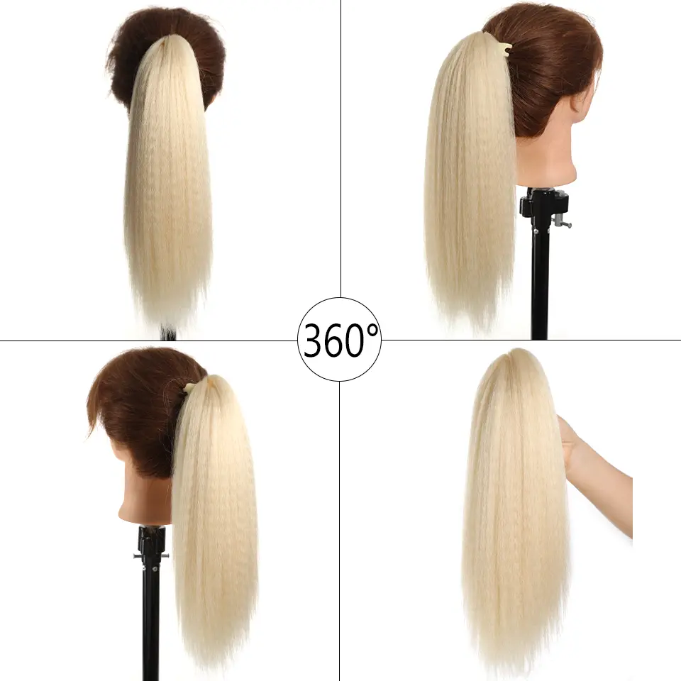 Yaki Synthetic Straight Claw Clip Ponytail Extension for Women, 12 Inch, Easy to Wear, Fluffy Black Ponytail Accessory
