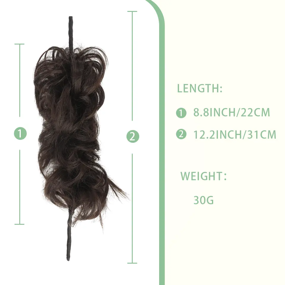 LUPU Synthetic Curly Messy Hair Bun Wrap Scrunchies Elastic Hair Band, Heat-resistant Synthetic Fibres Hair Bun For Women