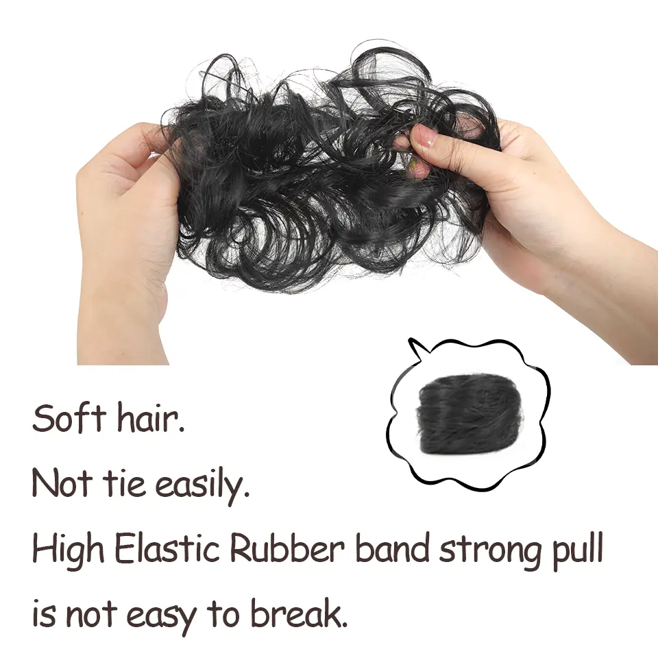 LUPU Messy Bun Hairpiece Wavy Curly Messy Hair Bun Extensions with Elastic Band 1pc Versatile Synthetic Hair Chignon for Women