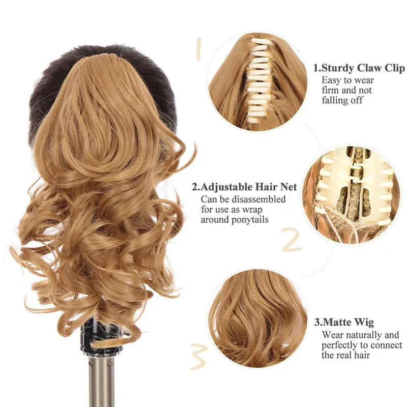 10 Inch Curly/Wavy Synthetic Ponytail Extension - Claw Clip for Women Comfortable Daily Wear, Durable & Easy Installation