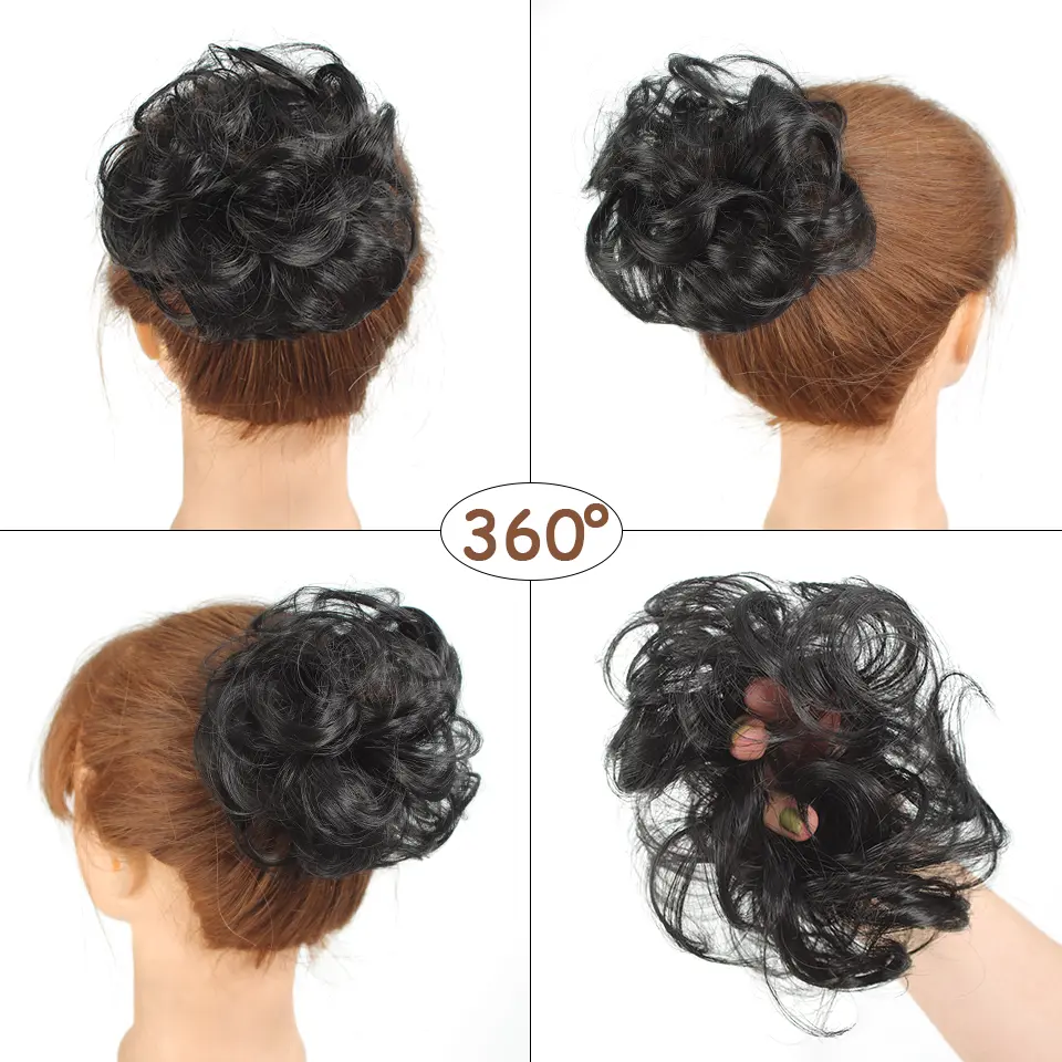 LUPU Messy Bun Hairpiece Wavy Curly Messy Hair Bun Extensions with Elastic Band 1pc Versatile Synthetic Hair Chignon for Women