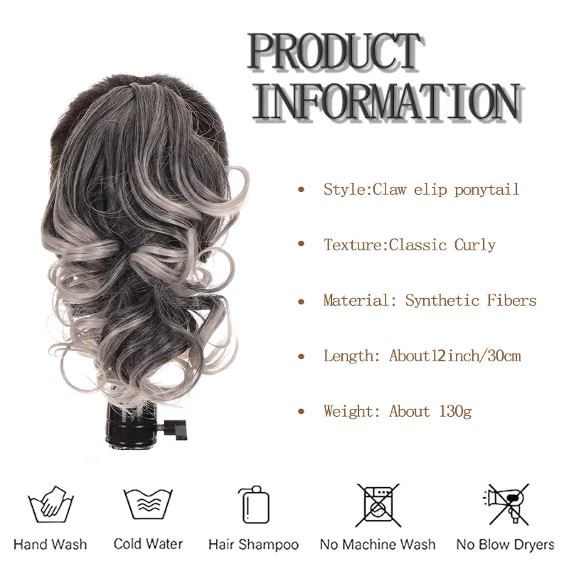 10 Inch Curly/Wavy Synthetic Ponytail Extension - Claw Clip for Women Comfortable Daily Wear, Durable & Easy Installation