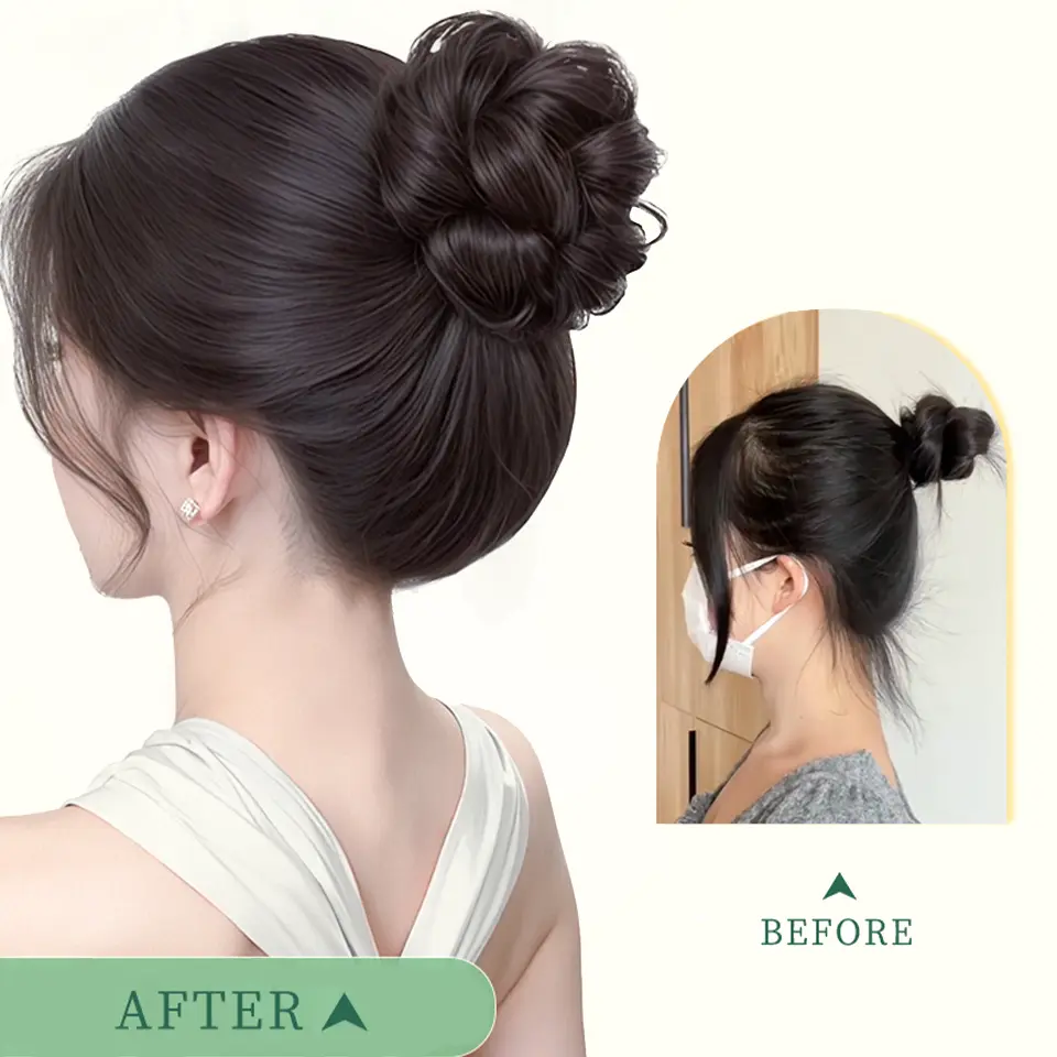 LUPU Synthetic Curly Messy Hair Bun Wrap Scrunchies Elastic Hair Band, Heat-resistant Synthetic Fibres Hair Bun For Women