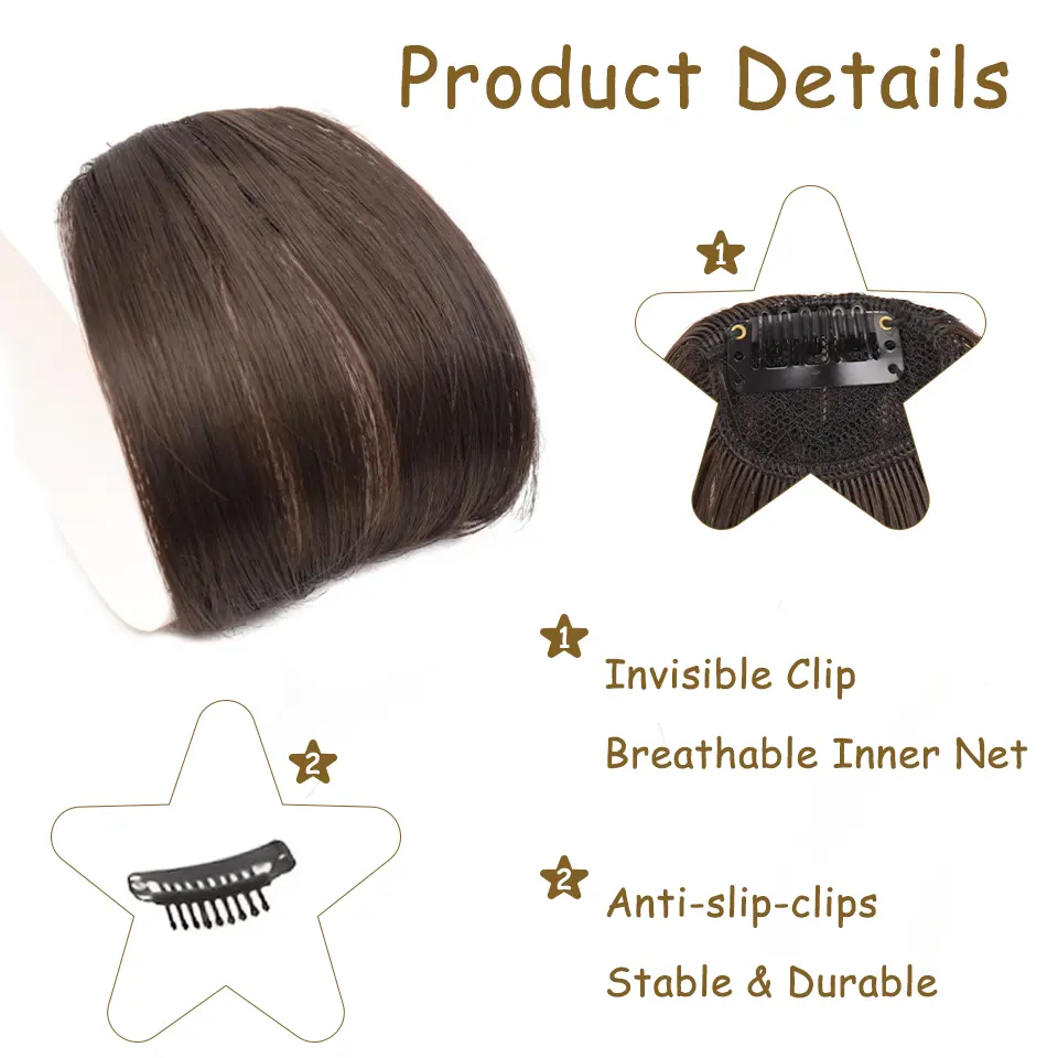 LUPU Clip-In Synthetic Bangs Wig, High-Temperature Fiber, Ideal for Cosplay and Parties, For Daily Use Hair Accessories