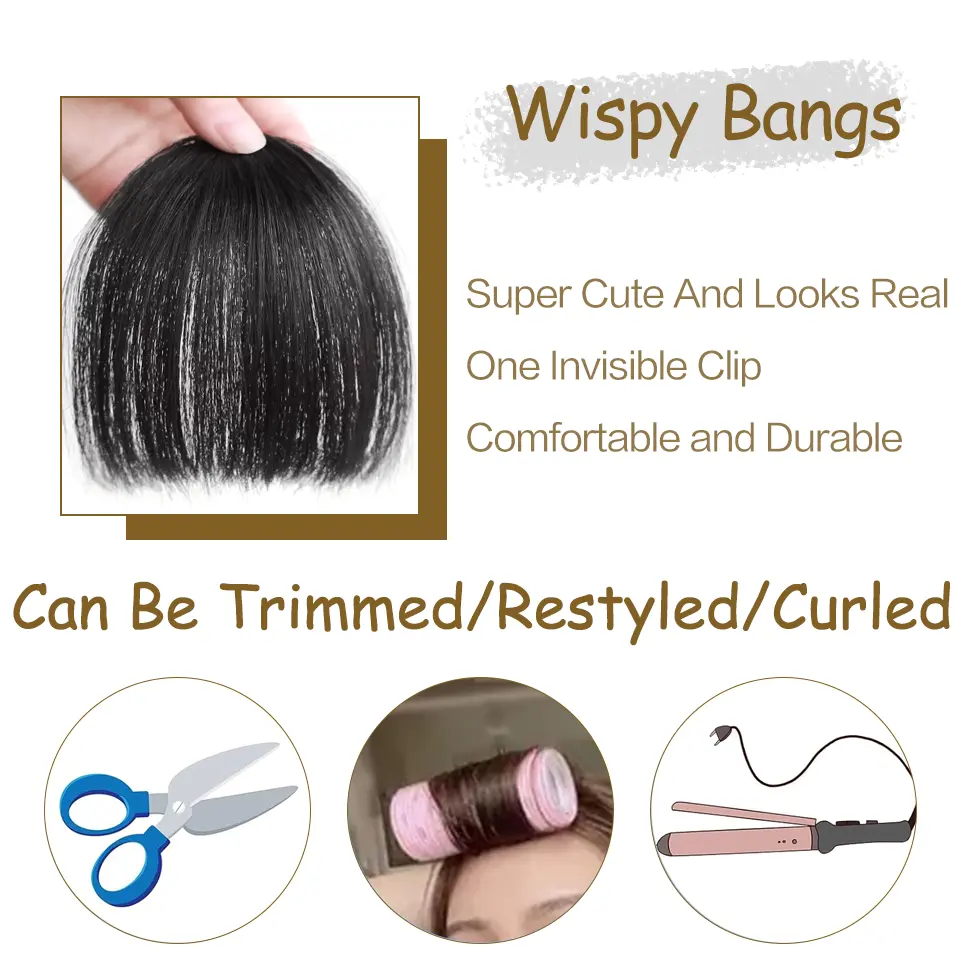 LUPU Clip-In Synthetic Bangs Wig, High-Temperature Fiber, Ideal for Cosplay and Parties, For Daily Use Hair Accessories