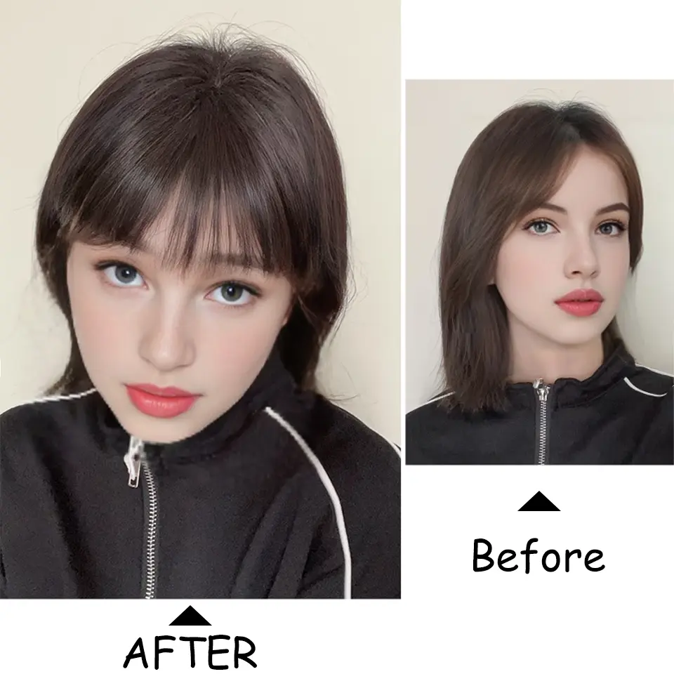 LUPU Clip-In Synthetic Bangs Wig, High-Temperature Fiber, Ideal for Cosplay and Parties, For Daily Use Hair Accessories
