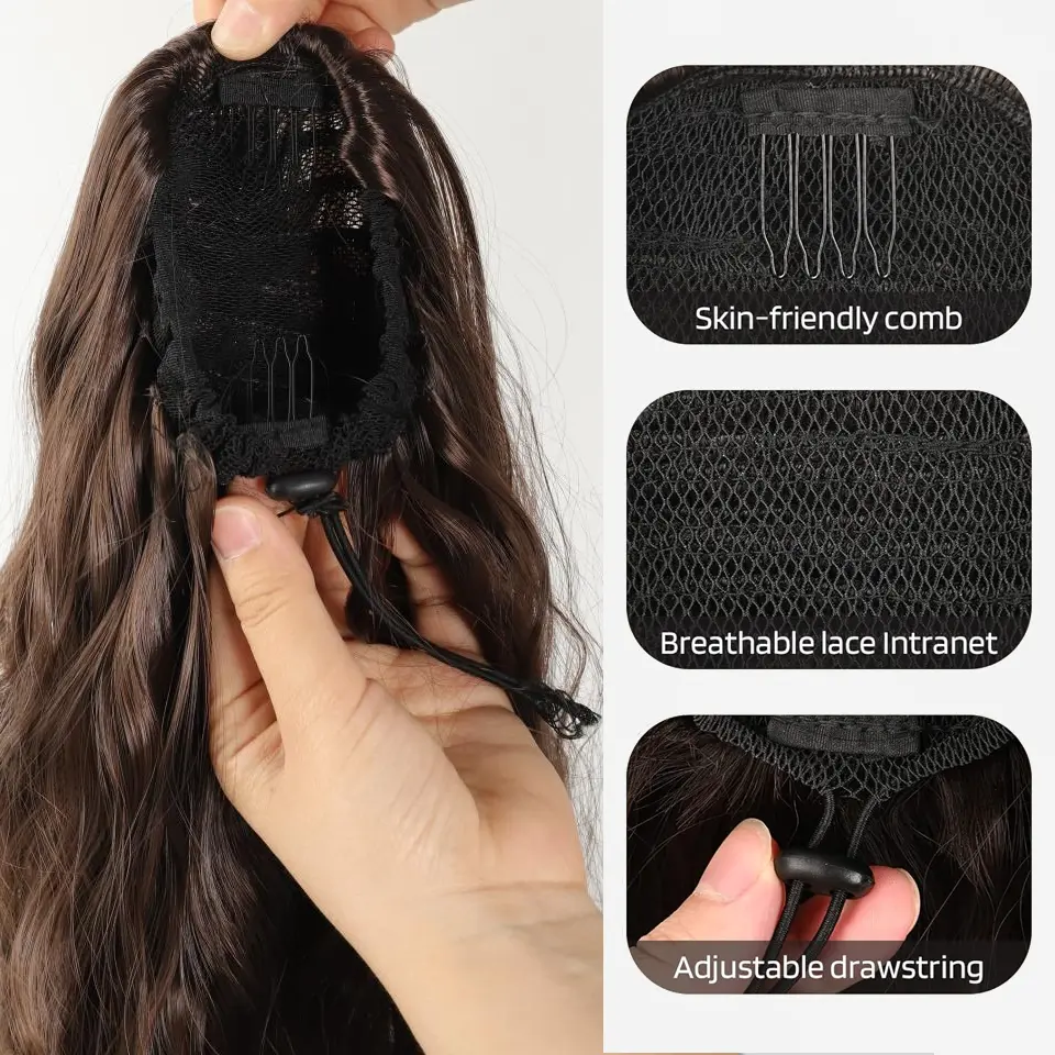 Synthetic Claw Clip Ponytail Hair Extension, 14 Inch Long Curly Wavy Ponytail Extension Hair For Women Pony Tail Hair Hairpiece