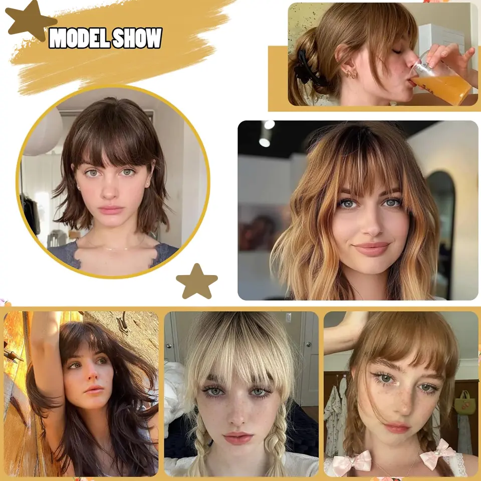 LUPU Clip-In Synthetic Bangs Wig, High-Temperature Fiber, Ideal for Cosplay and Parties, For Daily Use Hair Accessories