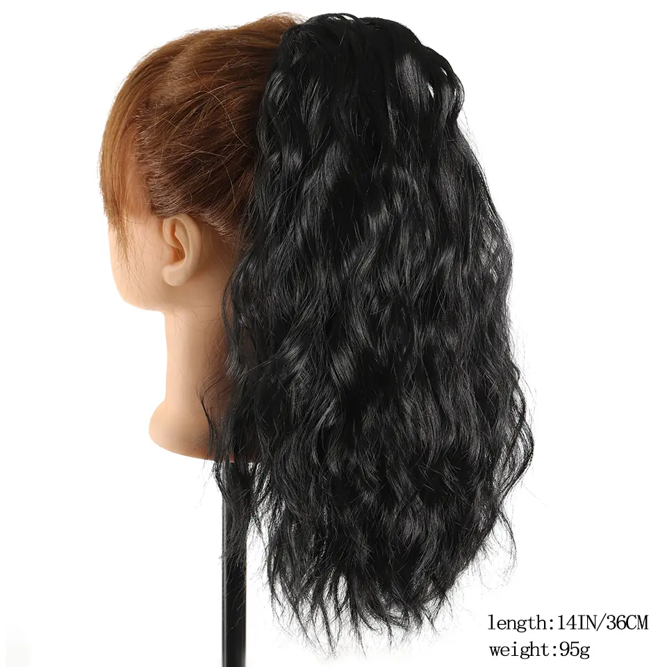 Synthetic Claw Clip Ponytail Hair Extension, 14 Inch Long Curly Wavy Ponytail Extension Hair For Women Pony Tail Hair Hairpiece