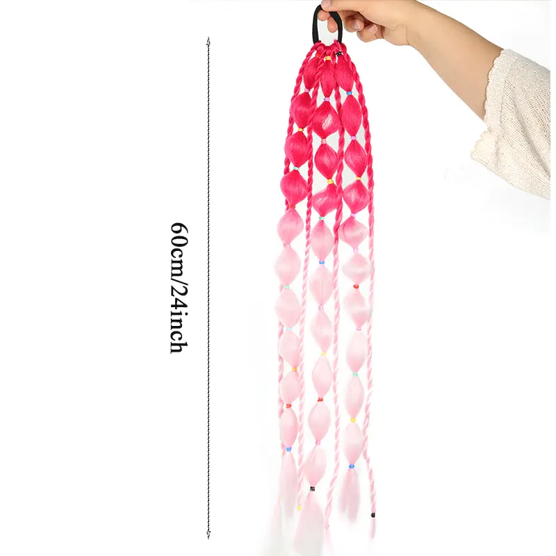 LUPU Synthetic Bubble Ponytail Colored Hair Extensions for Kids Women Festival Rave Ombre Crazy Hair Day Accessories Girls