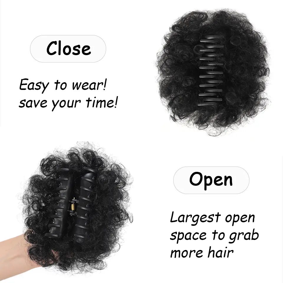 LUPU Synthetic Afro Puff Drawstring Ponytail Kinky Curly Hair Bun Piece with Clips in Updo Extensions for Black Women