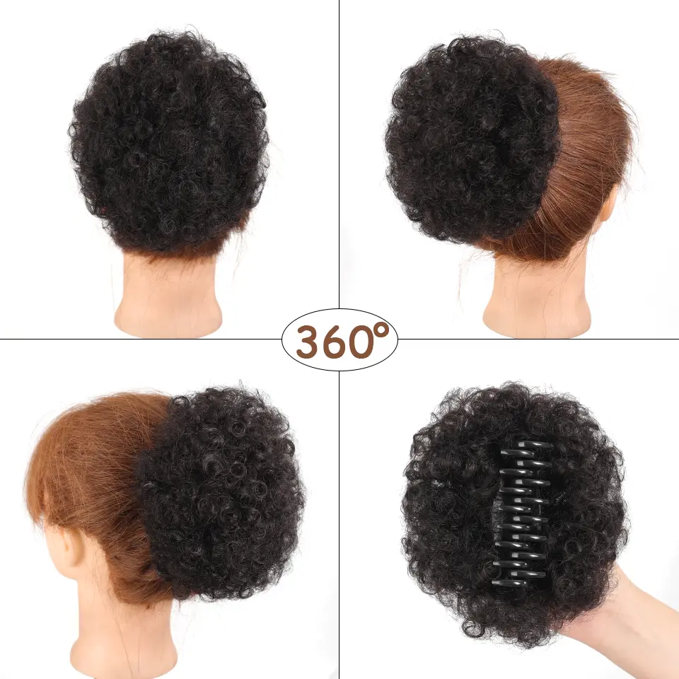 LUPU Synthetic Afro Puff Drawstring Ponytail Kinky Curly Hair Bun Piece with Clips in Updo Extensions for Black Women