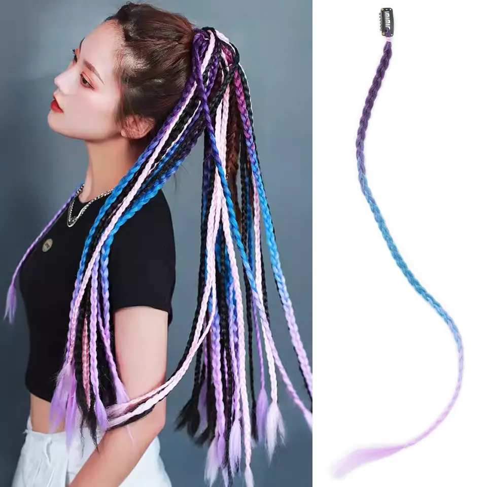24 Inch Synthetic Y2K Heat Resistant Fiber Braiding Ponytails Hair BB Clips Hair Accessories Daily Party Halloween For Women