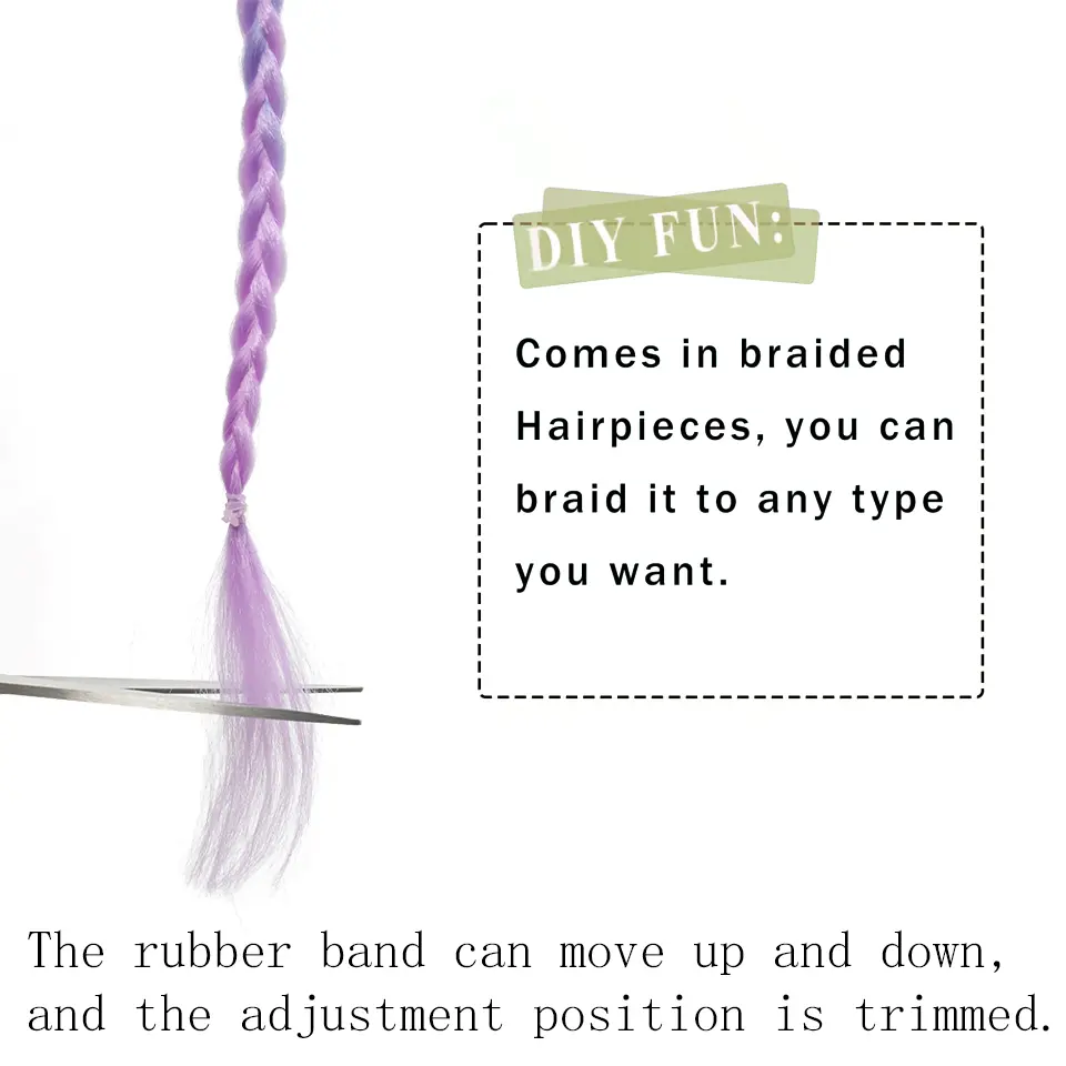 24 Inch Synthetic Y2K Heat Resistant Fiber Braiding Ponytails Hair BB Clips Hair Accessories Daily Party Halloween For Women